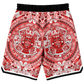 Aztec Calendar (Red & White) 2025 - Unisex Basketball Shorts