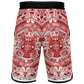 Aztec Calendar (Red & White) 2025 - Unisex Basketball Shorts