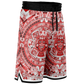 Aztec Calendar (Red & White) 2025 - Unisex Basketball Shorts