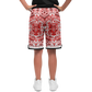 Aztec Calendar (Red & White) 2025 - Unisex Basketball Shorts