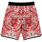 Aztec Calendar (Red & White) 2025 - Unisex Basketball Shorts