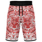 Aztec Calendar (Red & White) 2025 - Unisex Basketball Shorts