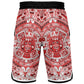 Aztec Calendar (Red & White) 2025 - Unisex Basketball Shorts