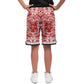 Aztec Calendar (Red & White) 2025 - Unisex Basketball Shorts