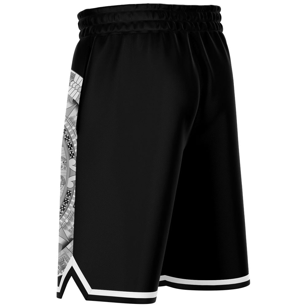 Aztlan (Black & White) - Unisex Basketball Shorts