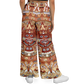 Rust & Tan Aztec Calendar - Flare Fleece Pant