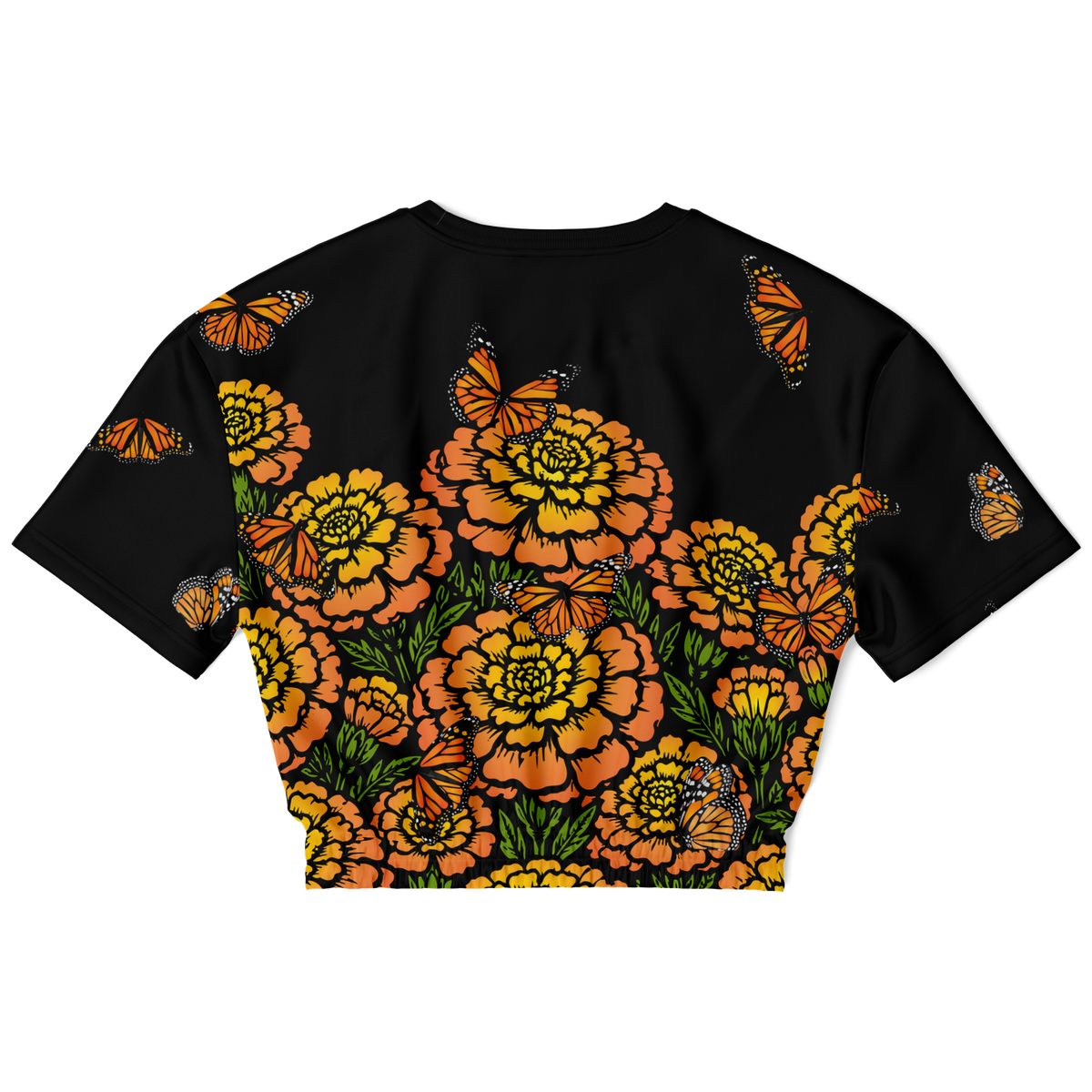 Day of the Dead Marigold & Monarch – Cropped Fleece Sweatshirt