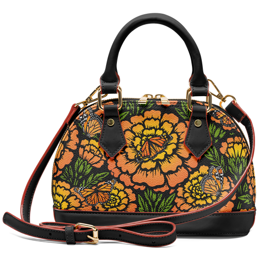 Day of the Dead Marigold & Monarch – Dome Satchel Handbag