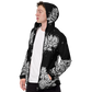 Black and White, Chicano Pen Ink Style Roses - Unisex Waterproof Windbreaker Jacket