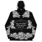 Black and White, Chicano Pen Ink Style Roses - Unisex Waterproof Windbreaker Jacket