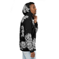 Black and White, Chicano Pen Ink Style Roses - Unisex Waterproof Windbreaker Jacket