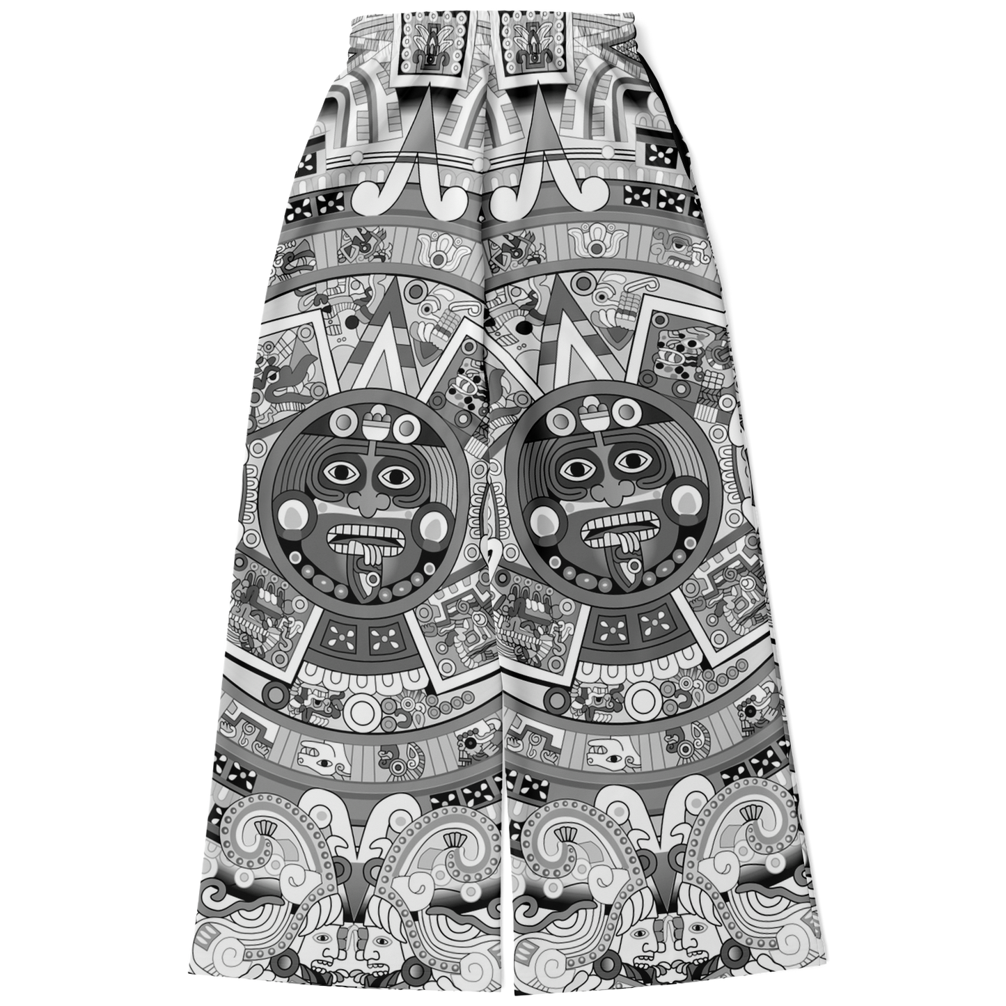 Black & White Aztec Calendar - Flare Fleece Pant