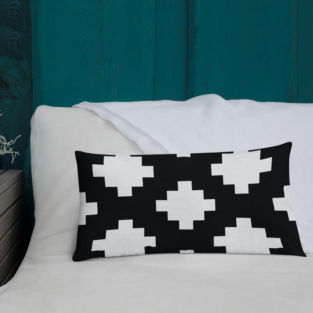 Black & White Mexica Pattern (with Gold Chimalli) - Premium Pillow (3 sizes)