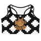 Black & White Mexica Pattern (with Gold Chimalli) - Sports bra