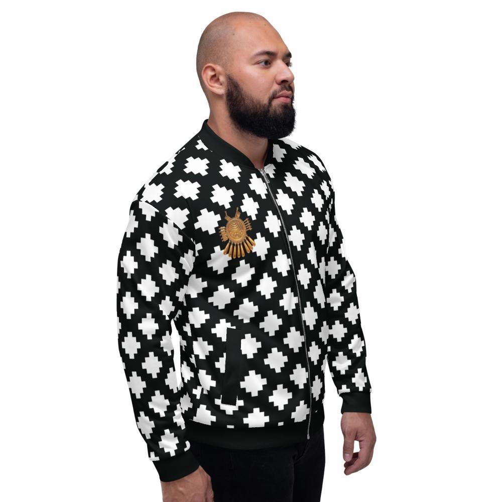 Black & White Mexica Pattern (with Gold Chimalli) - Unisex Track Jacket
