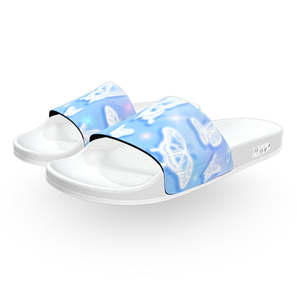 Blue Butterflies 90s Airbrush - Unisex Slide Sandal