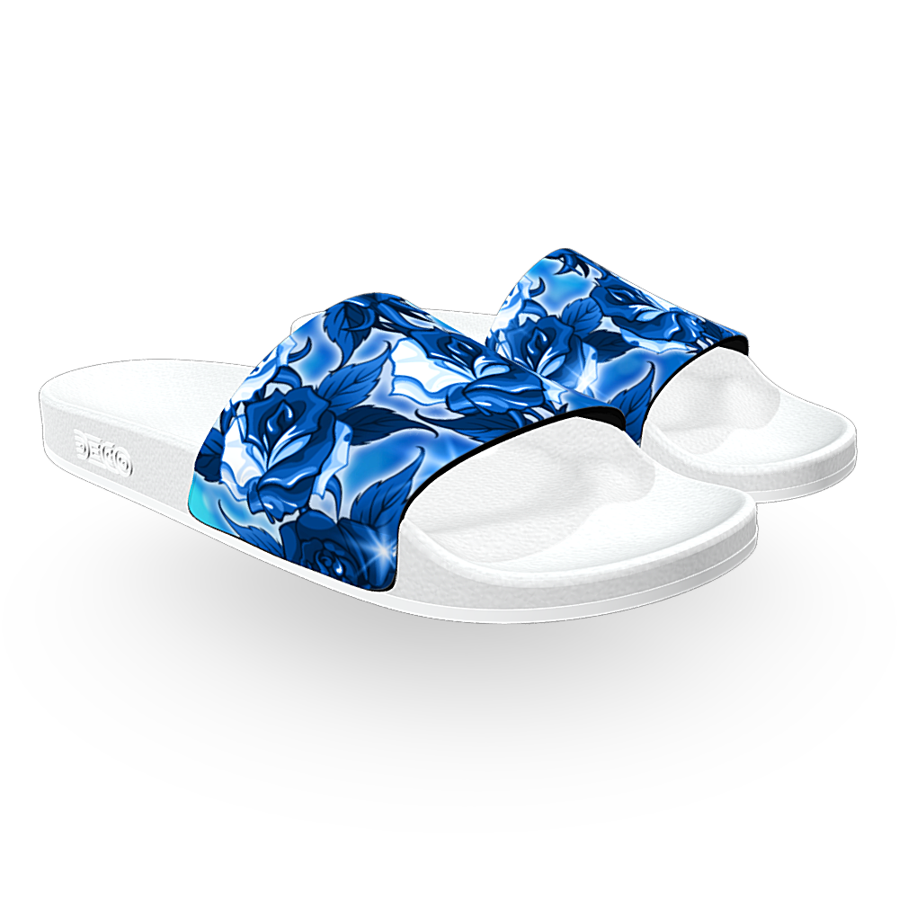 Blue Roses 90s Airbrush - Unisex Slide Sandal