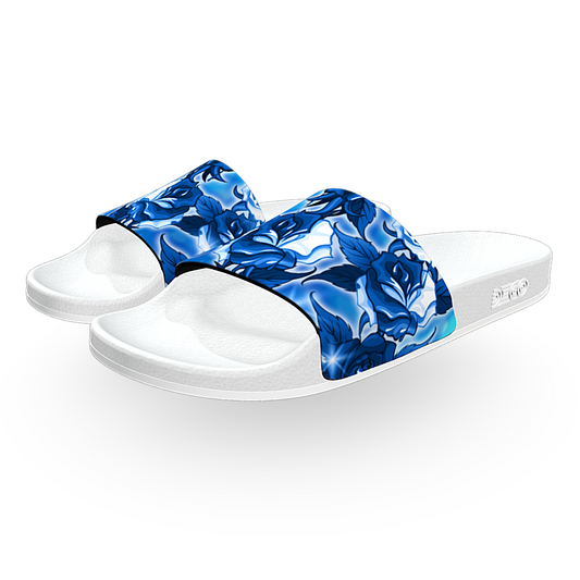 Blue Roses 90s Airbrush - Unisex Slide Sandal