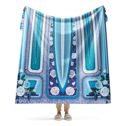 Blue & Turquoise with Roses Lowrider Hood - Sherpa Blanket (2 sizes)