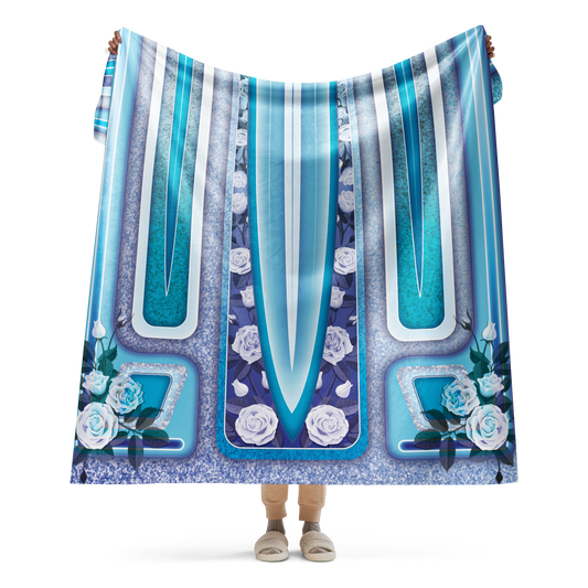 Blue & Turquoise with Roses Lowrider Hood - Sherpa Blanket (2 sizes)