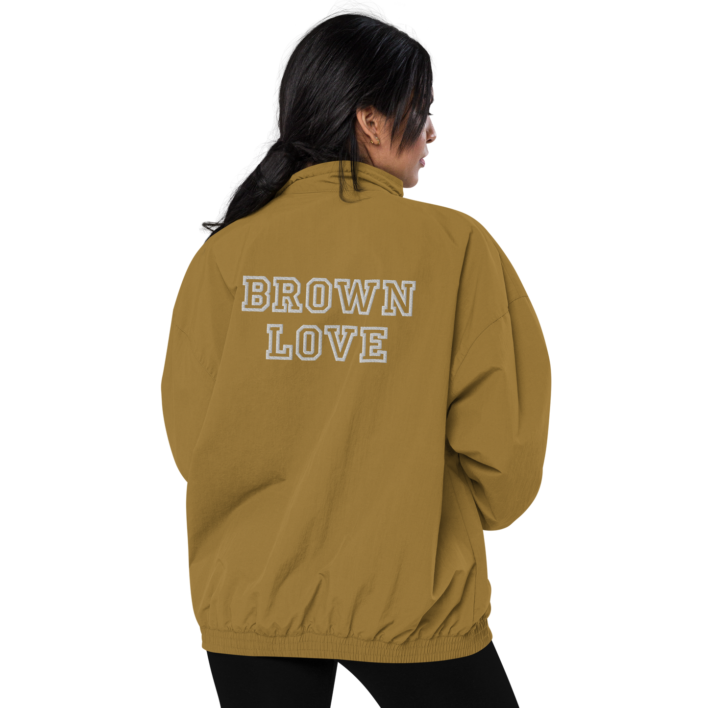 Brown Love - Embroidered Recycled Track Jacket