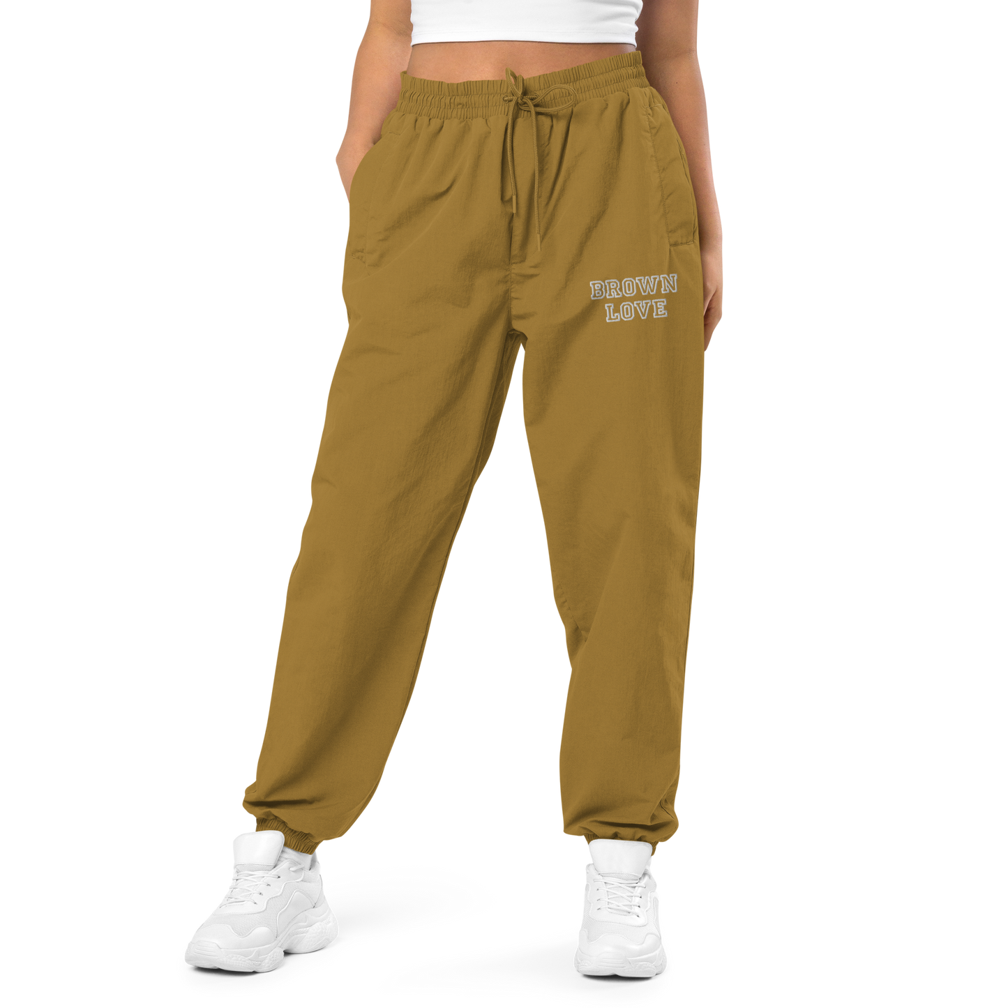 Brown Love - Embroidered Recycled Track Pants