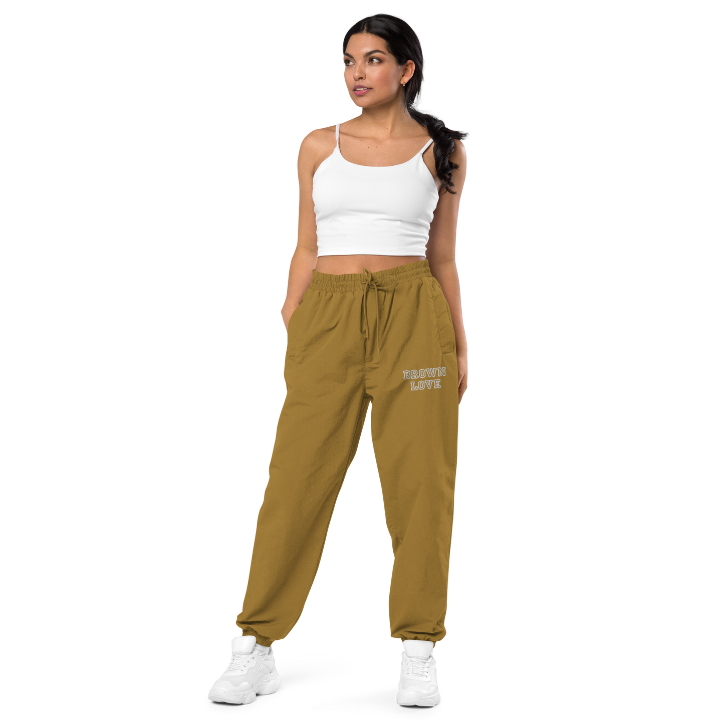 Brown Love - Embroidered Recycled Track Pants