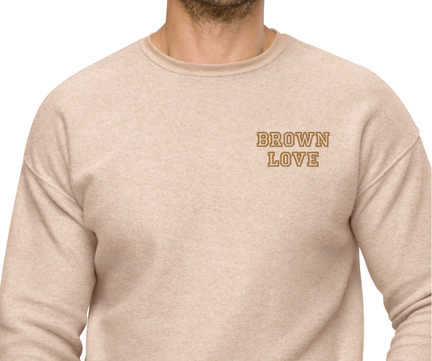Brown Love - Embroidered Sueded Fleece Sweatshirt
