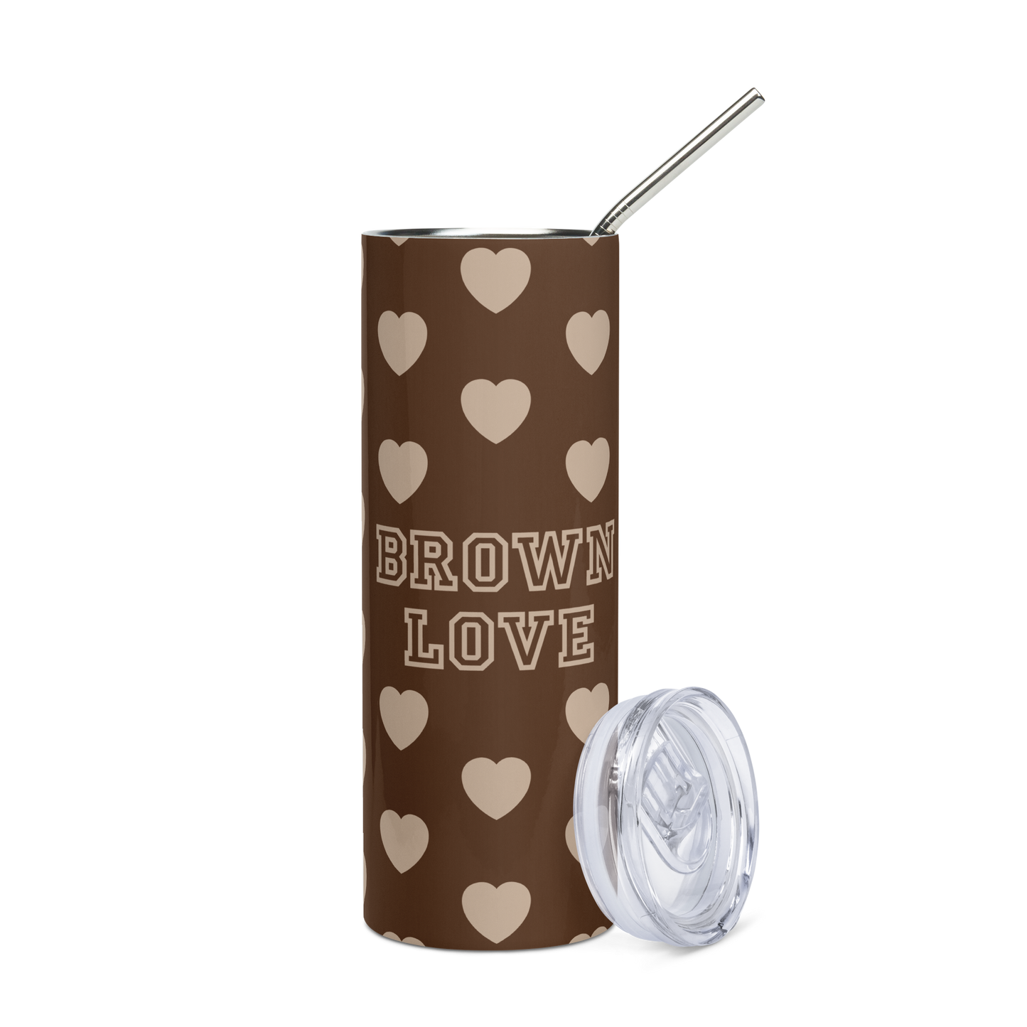 Brown Love - Stainless Steel Tumbler with Straw