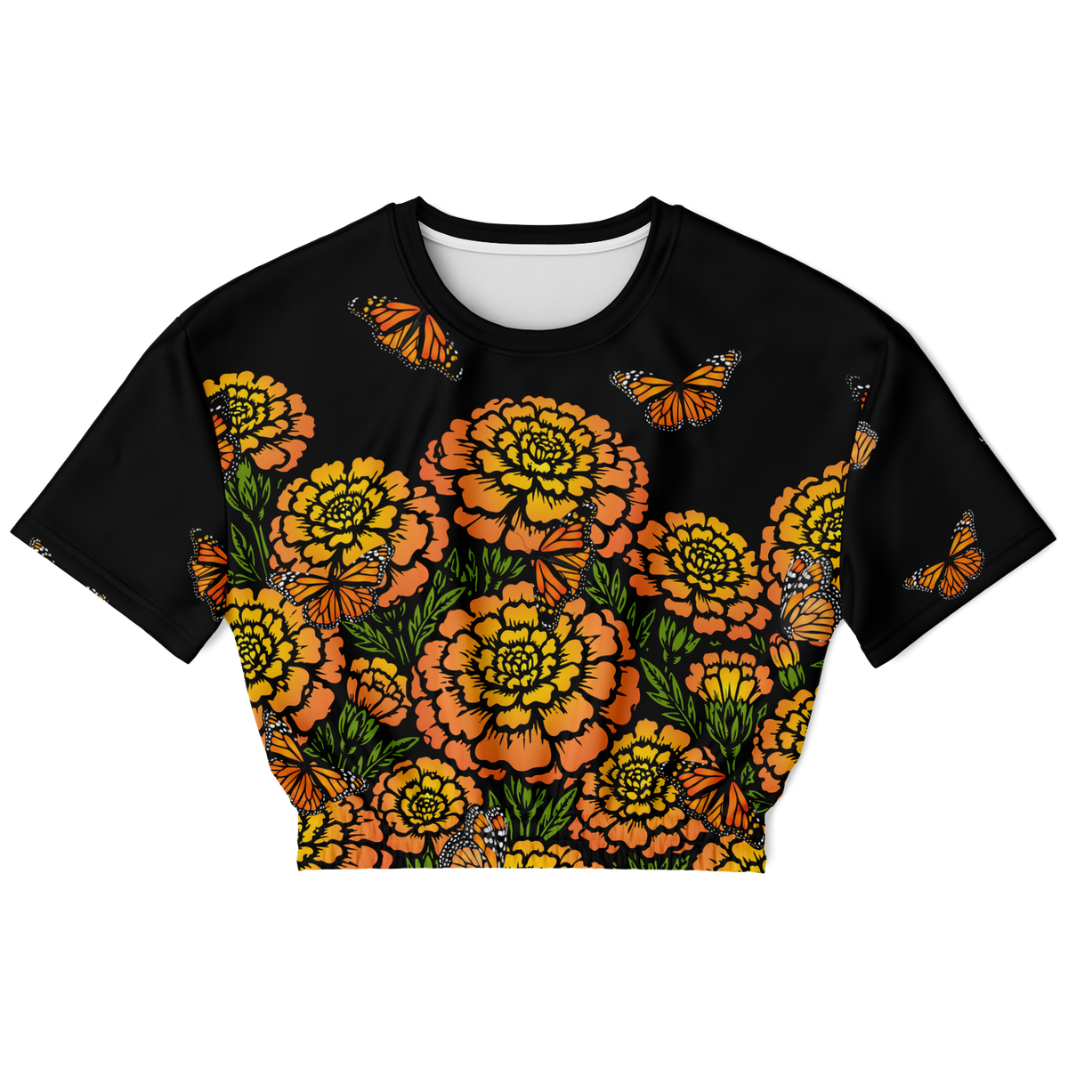 Day of the Dead Marigold & Monarch – Cropped Fleece Sweatshirt
