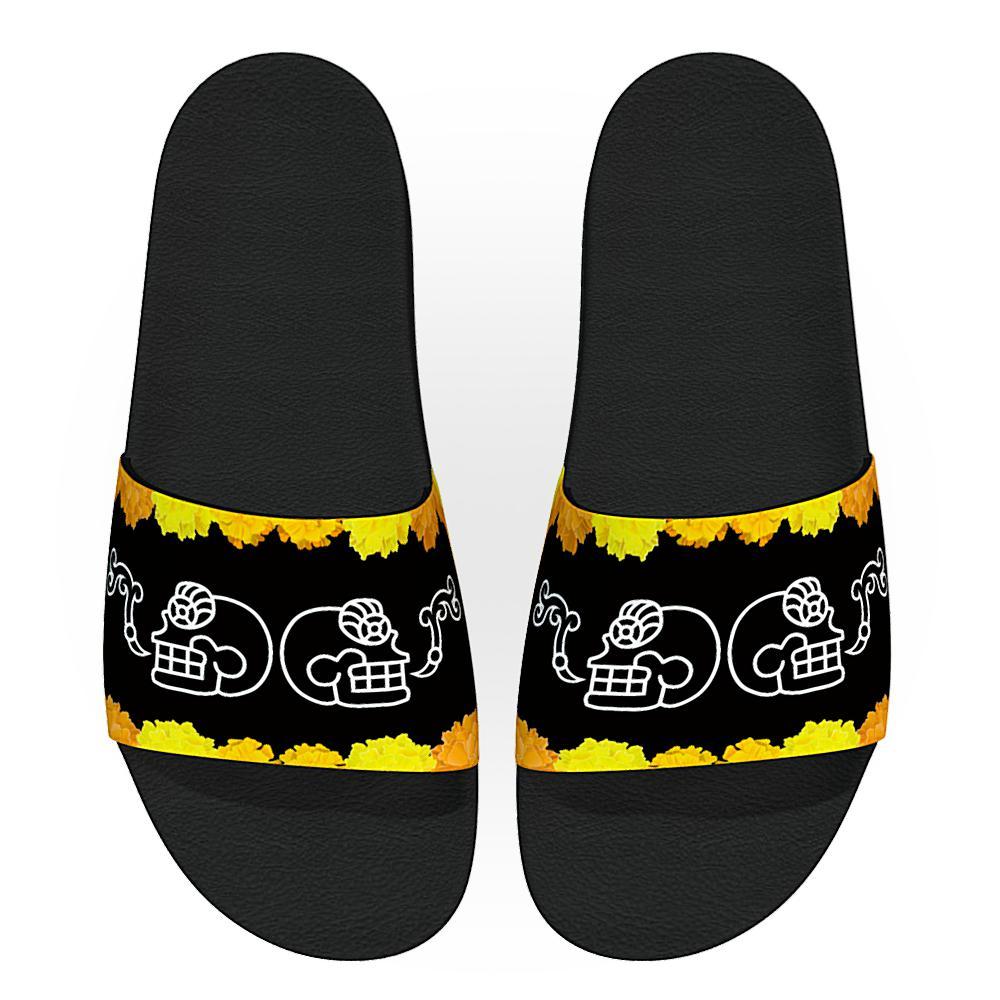 Cantando Calaveras with Cempasúchil - Unisex Slide Sandal-Footwear-Licuado Wear