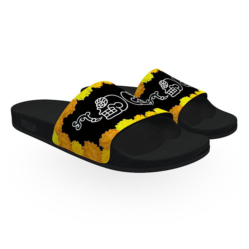 Cantando Calaveras with Cempasúchil - Unisex Slide Sandal-Footwear-Licuado Wear