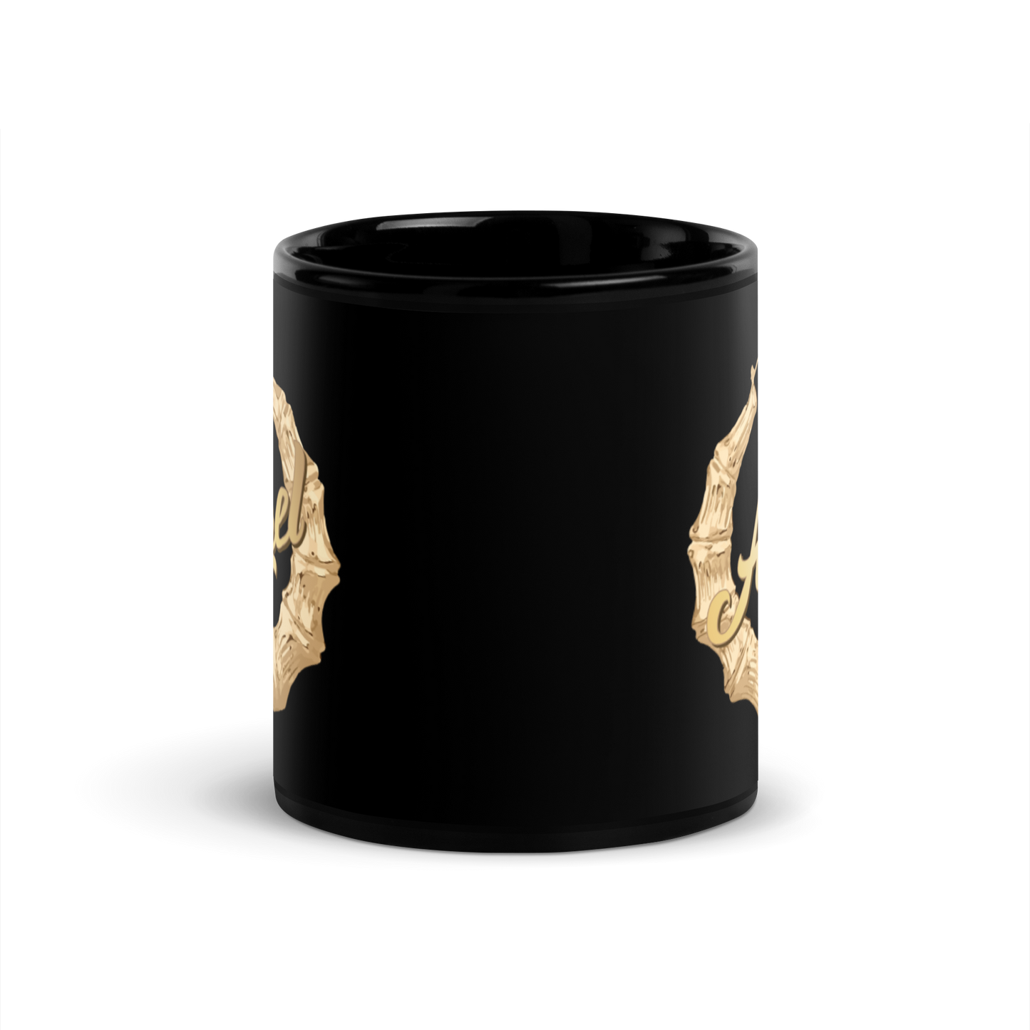 Custom Name Bamboo Earring (Silver/Gold) - Black Glossy Mug