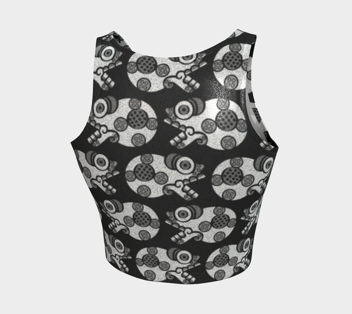 Day of the Dead Black & Silver Calavera – Reversible Sparkle Cropped Tank Top