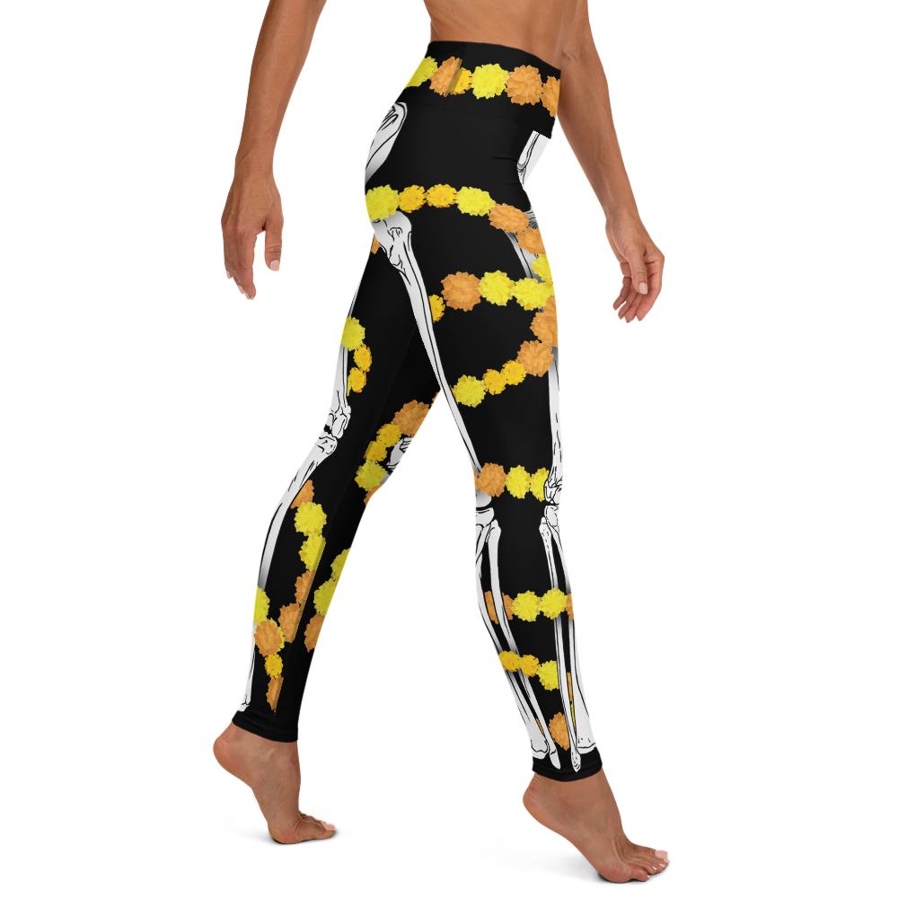 Día de los Muertos Skeleton wrapped in Cempasúchil - All-Over Print Women's Leggings-Legging-Licuado Wear