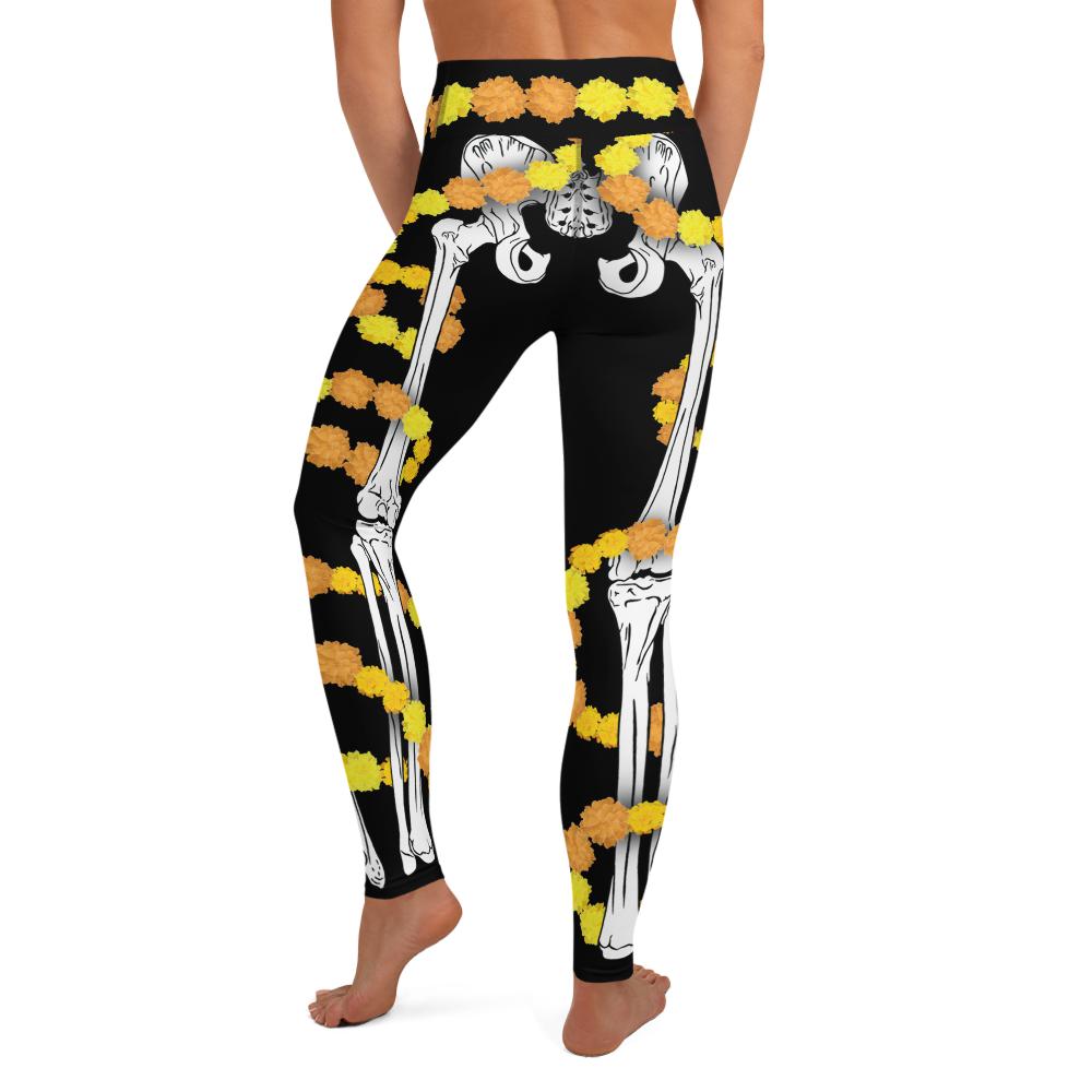 Día de los Muertos Skeleton wrapped in Cempasúchil - All-Over Print Women's Leggings-Legging-Licuado Wear