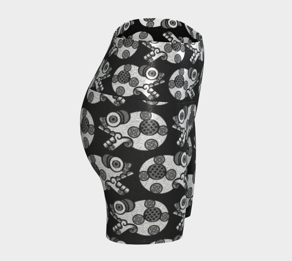 Day of the Dead Black & Silver Calavera – Sparkle Bike Shorts