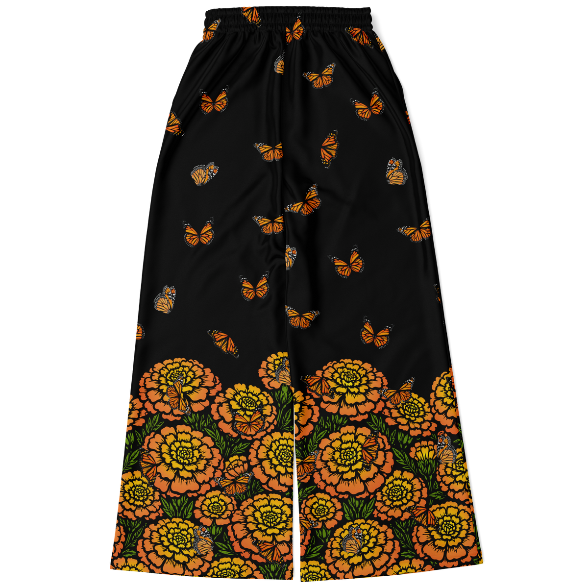 Day of the Dead Marigold & Monarch – Fleece Flare Pants