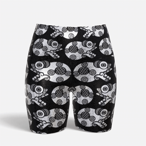 Day of the Dead Black & Silver Calavera – Sparkle Bike Shorts