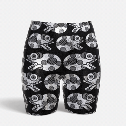 Day of the Dead Black & Silver Calavera – Sparkle Bike Shorts