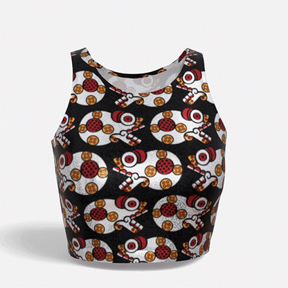 Day of the Dead Colorful Calavera – Reversible Sparkle Cropped Tank Top