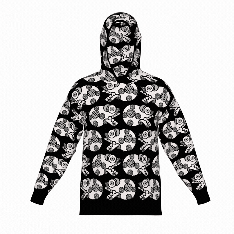 Day of the Dead Black & White Calavera – Knitted Hoodie
