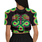 Green and Pink Quetzalcoatl - Cropped Short Sleeve Fleece Top