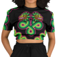 Green and Pink Quetzalcoatl - Cropped Short Sleeve Fleece Top