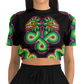 Green and Pink Quetzalcoatl - Cropped Short Sleeve Fleece Top