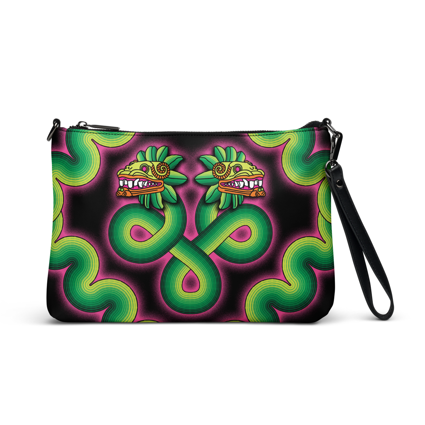 Green and Pink Quetzalcoatl - Unisex Crossbody Bag/Clutch