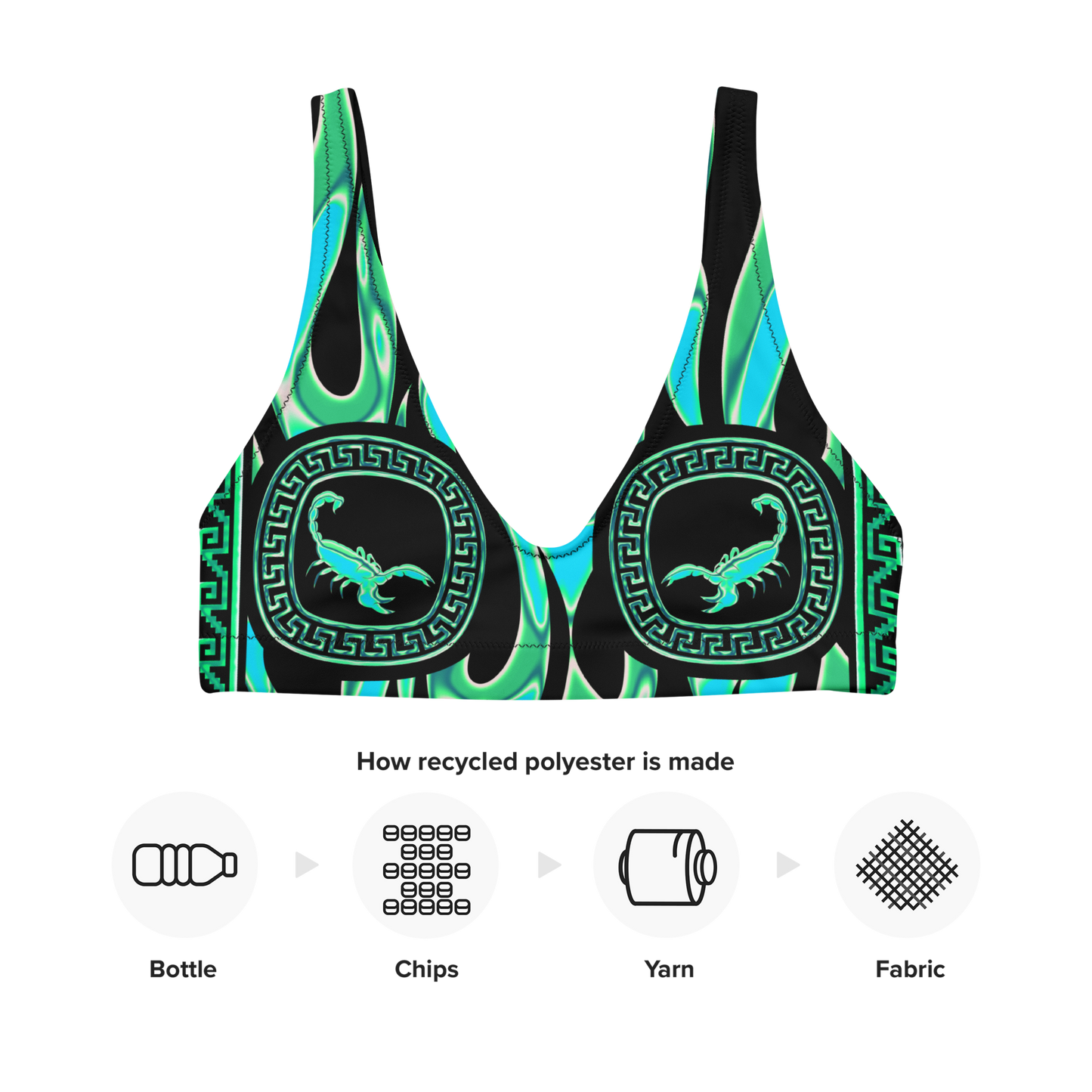 Green Chrome Charro (Escorpión/Scorpion) - Recycled Bikini Top