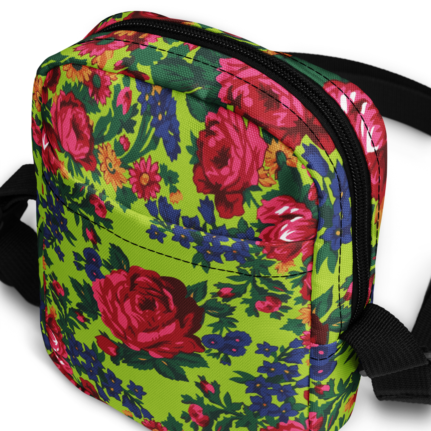 Green Floral - Unisex Crossbody Bag