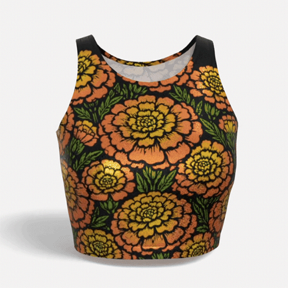 Day of the Dead Marigold – Reversible Sparkle Cropped Tank Top
