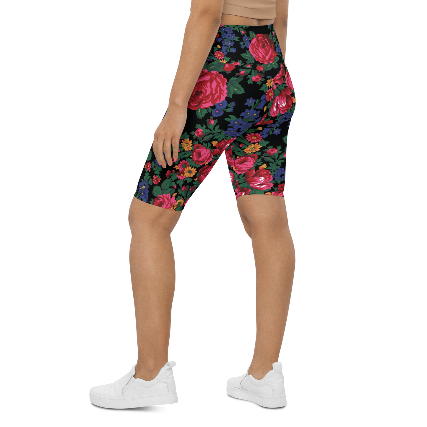 Kokum Floral (Black) - Bike Shorts